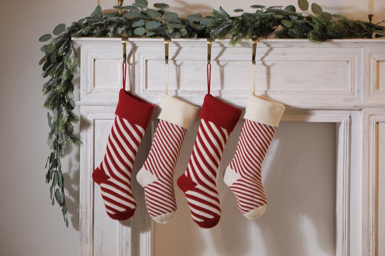 Striped Christmas Stockings Holiday Decorative Hanging Diagonal Stockings